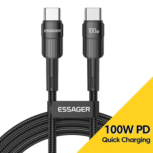 3-meter black charging cable, safe and fast charging100W C To C Type C Cable USB C PD Fast Charging Charger Wire Cord For Macbook Samsung Xiaomi Type C USB C Cable